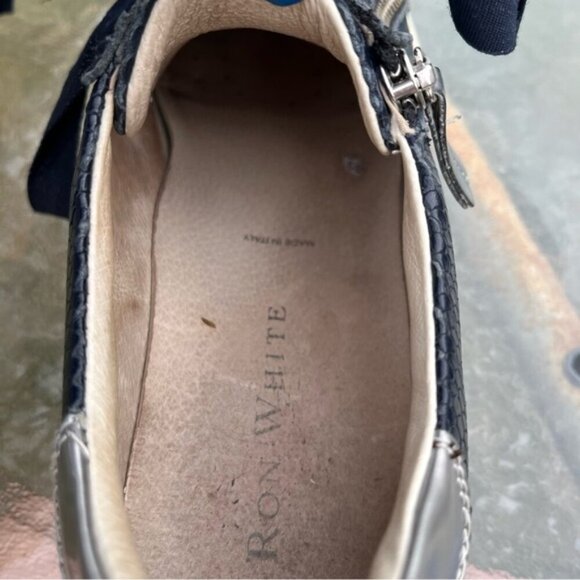 Ron White Olwyn Snakeskin Reptile Lizard Embossed Navy Sneakers - Picture 10 of 14